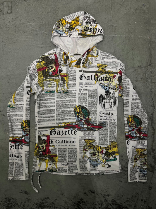 John Galliano Newspaper Print Cartoon Hoodie