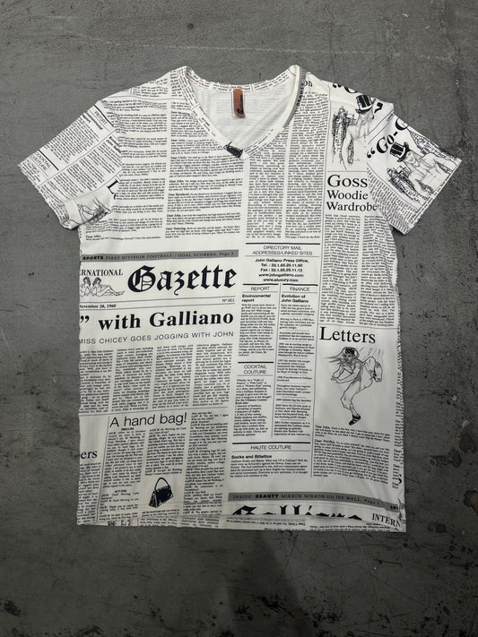 John Galliano Newspaper Print T-Shirt